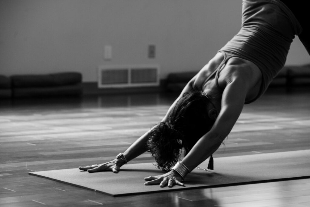 person in downward facing dog pose